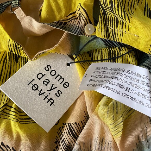 NWT SOMEDAYS LOVIN Yellow Patterned Allover Printed Dress Size XS MSRP $108 - Picture 9 of 9